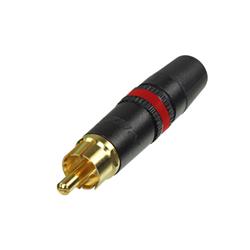 DELUXE METAL PHONO RCA PLUG MALE GOLD PLATED CONTACTS RED